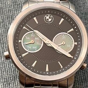 BMW watch dual Subdial w/2nd hand. Perfect working order. ~29mm diameter face.